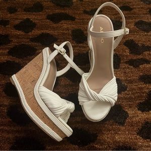 Florenna Cork Platform Heel White Sandal Aldo
